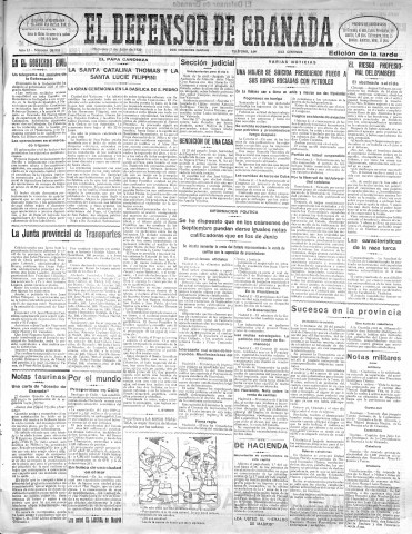 'El Defensor de Granada  : diario político independiente' - Año LI Número 26982 Ed. Tarde - 1930 Julio 02