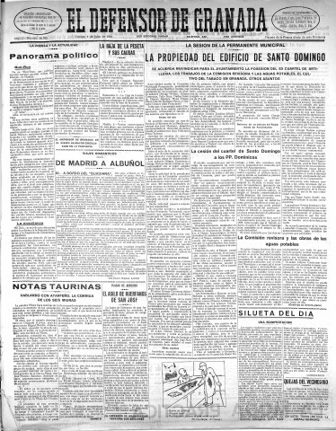 'El Defensor de Granada  : diario político independiente' - Año LI Número 26985 Ed. Mañana - 1930 Julio 04