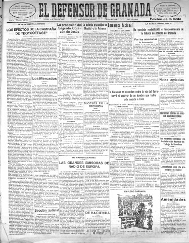 'El Defensor de Granada  : diario político independiente' - Año LI Número 26986 Ed. Tarde - 1930 Julio 04