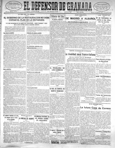 'El Defensor de Granada  : diario político independiente' - Año LI Número 26989 Ed. Mañana - 1930 Julio 06