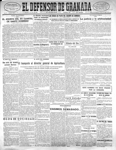 'El Defensor de Granada  : diario político independiente' - Año LI Número 26991 Ed. Mañana - 1930 Julio 08