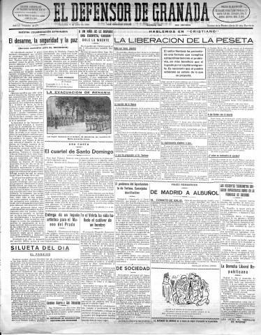 'El Defensor de Granada  : diario político independiente' - Año LI Número 26993 Ed. Mañana - 1930 Julio 09
