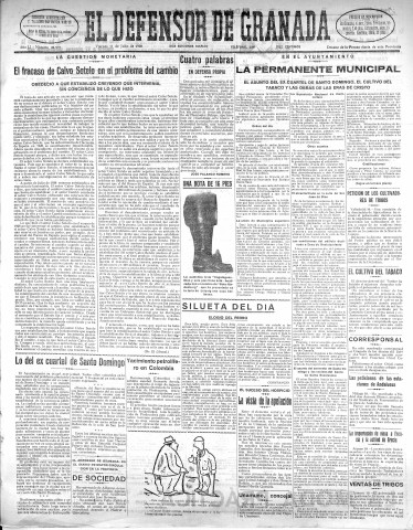 'El Defensor de Granada  : diario político independiente' - Año LI Número 26997 Ed. Mañana - 1930 Julio 11