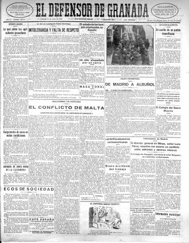 'El Defensor de Granada  : diario político independiente' - Año LI Número 26999 Ed. Mañana - 1930 Julio 12