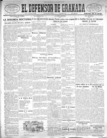 'El Defensor de Granada  : diario político independiente' - Año LI Número 27002 Ed. Tarde - 1930 Julio 14