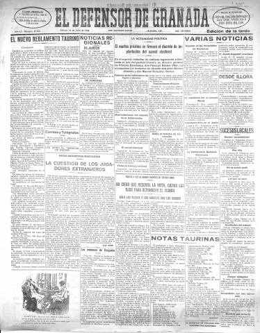 'El Defensor de Granada  : diario político independiente' - Año LI Número 27012 Ed. Tarde - 1930 Julio 19