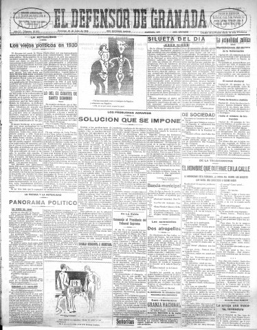 'El Defensor de Granada  : diario político independiente' - Año LI Número 27013 Ed. Mañana - 1930 Julio 20