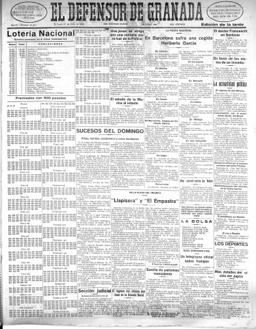 'El Defensor de Granada  : diario político independiente' - Año LI Número 27014 Ed. Tarde - 1930 Julio 21