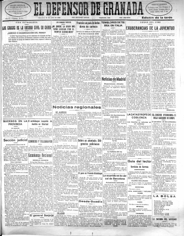 'El Defensor de Granada  : diario político independiente' - Año LI Número 27018 Ed. Tarde - 1930 Julio 23