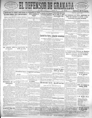 'El Defensor de Granada  : diario político independiente' - Año LI Número 27020 Ed. Tarde - 1930 Julio 24