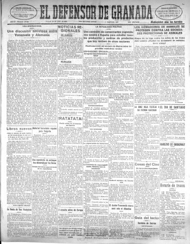 'El Defensor de Granada  : diario político independiente' - Año LI Número 27022 Ed. Tarde - 1930 Julio 25
