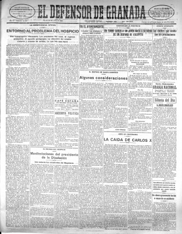 'El Defensor de Granada  : diario político independiente' - Año LI Número 27027 Ed. Mañana - 1930 Julio 29