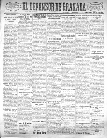 'El Defensor de Granada  : diario político independiente' - Año LI Número 27028 Ed. Tarde - 1930 Julio 29