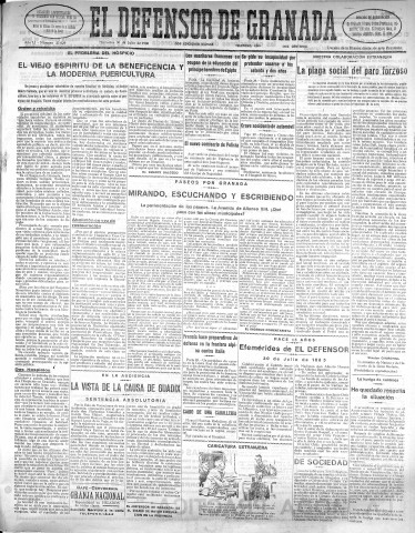 'El Defensor de Granada  : diario político independiente' - Año LI Número 27029 Ed. Mañana - 1930 Julio 30