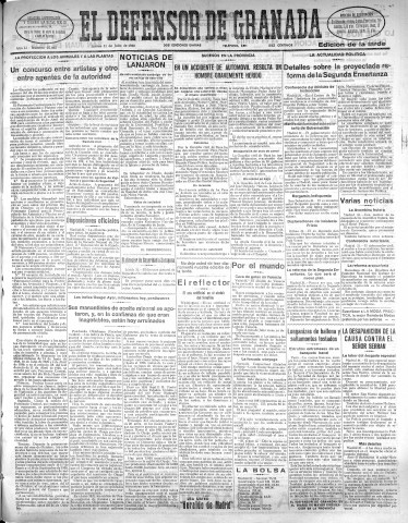 'El Defensor de Granada  : diario político independiente' - Año LI Número 27032 Ed. Tarde - 1930 Julio 31