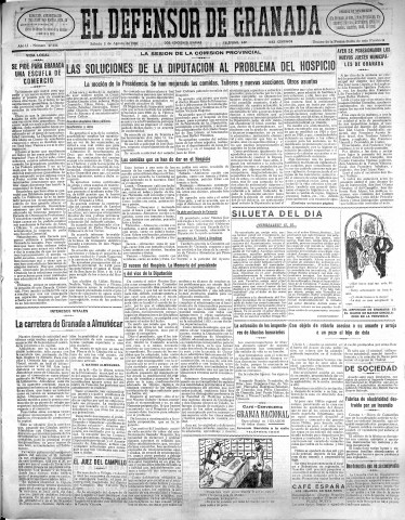 'El Defensor de Granada  : diario político independiente' - Año LI Número 27033 Ed. Mañana - 1930 Agosto 02