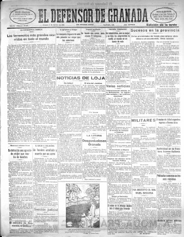 'El Defensor de Granada  : diario político independiente' - Año LI Número 27034 Ed. Tarde - 1930 Agosto 02