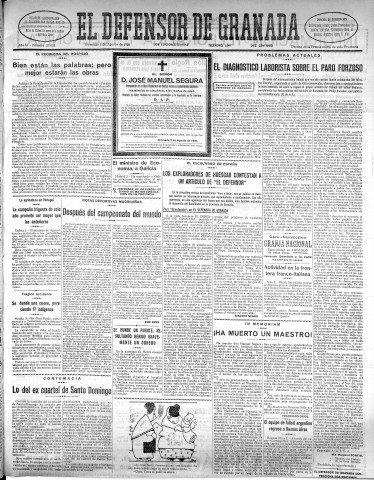 'El Defensor de Granada  : diario político independiente' - Año LI Número 27035 Ed. Mañana - 1930 Agosto 03