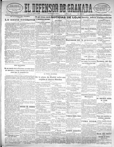 'El Defensor de Granada  : diario político independiente' - Año LI Número 27036 Ed. Mañana - 1930 Agosto 04