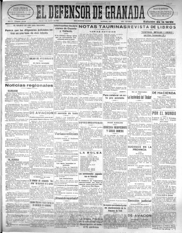'El Defensor de Granada  : diario político independiente' - Año LI Número 27042 Ed. Tarde - 1930 Agosto 07