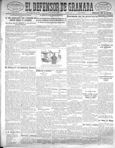 'El Defensor de Granada  : diario político independiente' - Año LI Número 27050 Ed. Tarde - 1930 Agosto 12