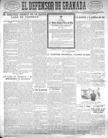 'El Defensor de Granada  : diario político independiente' - Año LI Número 27051 Ed. Mañana - 1930 Agosto 13