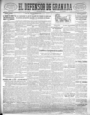 'El Defensor de Granada  : diario político independiente' - Año LI Número 27055 Ed. Mañana - 1930 Agosto 15