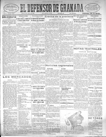 'El Defensor de Granada  : diario político independiente' - Año LI Número 27058 Ed. Tarde - 1930 Agosto 16