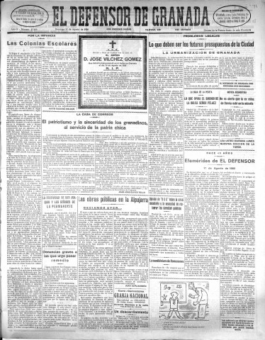 'El Defensor de Granada  : diario político independiente' - Año LI Número 27059 Ed. Mañana - 1930 Agosto 17