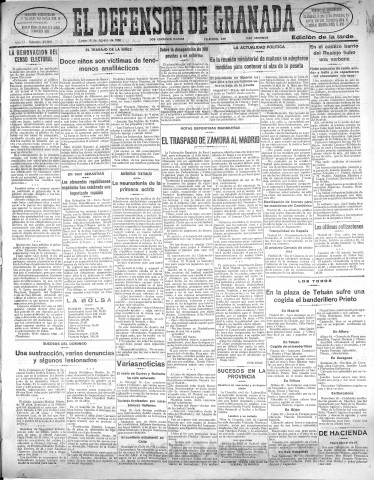 'El Defensor de Granada  : diario político independiente' - Año LI Número 27060 Ed. Tarde - 1930 Agosto 18