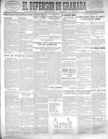 'El Defensor de Granada  : diario político independiente' - Año LI Número 27073 Ed. Tarde - 1930 Agosto 28