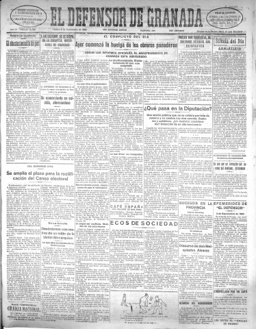 'El Defensor de Granada  : diario político independiente' - Año LI Número 27080 Ed. Mañana - 1930 Septiembre 02