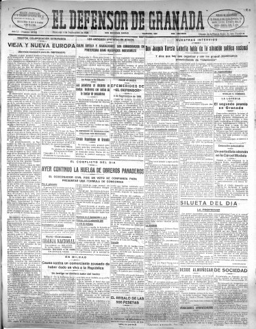 'El Defensor de Granada  : diario político independiente' - Año LI Número 27082 Ed. Mañana - 1930 Septiembre 03
