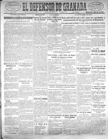 'El Defensor de Granada  : diario político independiente' - Año LI Número 27087 Ed. Tarde - 1930 Septiembre 05