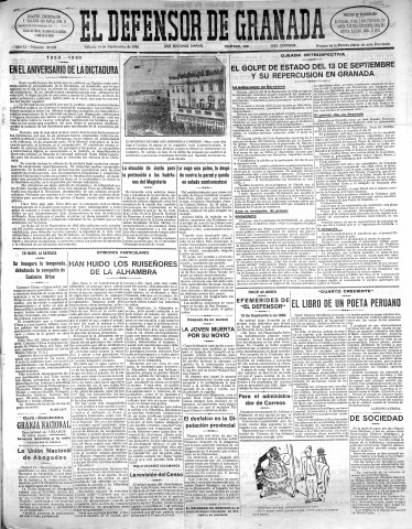 'El Defensor de Granada  : diario político independiente' - Año LI Número 27098 Ed. Mañana - 1930 Septiembre 13