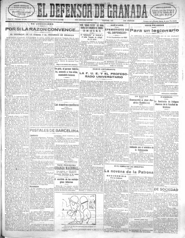 'El Defensor de Granada  : diario político independiente' - Año LI Número 27104 Ed. Mañana - 1930 Septiembre 17