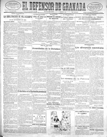 'El Defensor de Granada  : diario político independiente' - Año LI Número 27108 Ed. Mañana - 1930 Septiembre 19