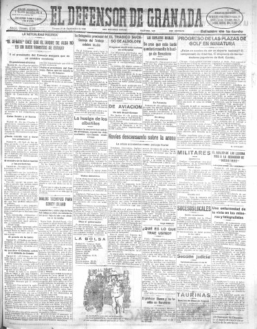 'El Defensor de Granada  : diario político independiente' - Año LI Número 27109 Ed. Tarde - 1930 Septiembre 19