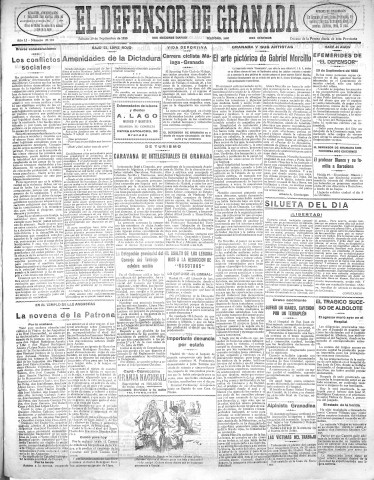 'El Defensor de Granada  : diario político independiente' - Año LI Número 27110 Ed. Mañana - 1930 Septiembre 20