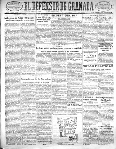 'El Defensor de Granada  : diario político independiente' - Año LI Número 27112 Ed. Mañana - 1930 Septiembre 21