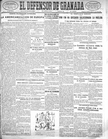 'El Defensor de Granada  : diario político independiente' - Año LI Número 27114 Ed. Mañana - 1930 Septiembre 23