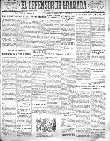 'El Defensor de Granada  : diario político independiente' - Año LI Número 27116 Ed. Mañana - 1930 Septiembre 24