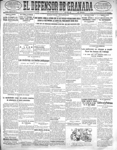 'El Defensor de Granada  : diario político independiente' - Año LI Número 27118 Ed. Mañana - 1930 Septiembre 25