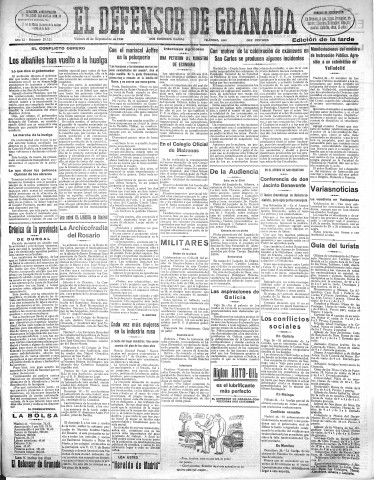'El Defensor de Granada  : diario político independiente' - Año LI Número 27121 Ed. Tarde - 1930 Septiembre 26