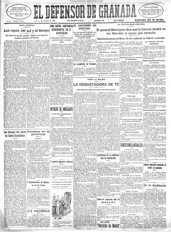'El Defensor de Granada  : diario político independiente' - Año LI Número 27131 Ed. Tarde - 1930 Octubre 02