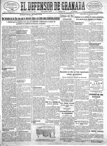 'El Defensor de Granada  : diario político independiente' - Año LI Número 27134 Ed. Mañana - 1930 Octubre 04