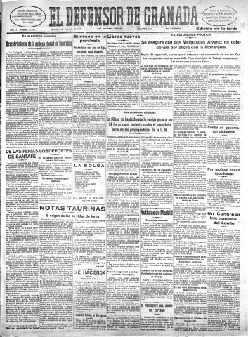 'El Defensor de Granada  : diario político independiente' - Año LI Número 27134 Ed. Tarde - 1930 Octubre 04