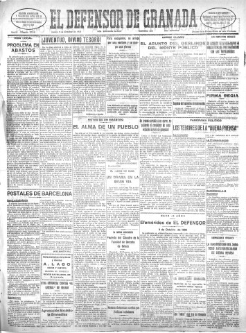 'El Defensor de Granada  : diario político independiente' - Año LI Número 27141 Ed. Mañana - 1930 Octubre 09