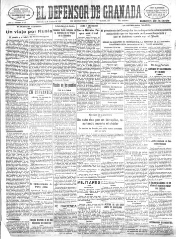 'El Defensor de Granada  : diario político independiente' - Año LI Número 27152 Ed. Tarde - 1930 Octubre 15