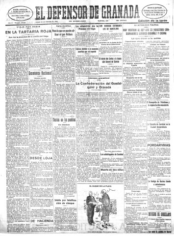 'El Defensor de Granada  : diario político independiente' - Año LI Número 27154 Ed. Tarde - 1930 Octubre 16